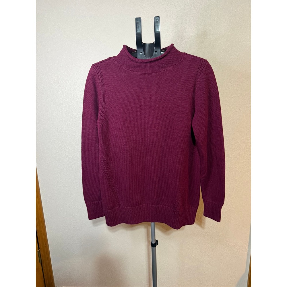 Karen Scott Womens Merlot Burgundy Mock Neck Jersey Pullover Sweater Medium NWT